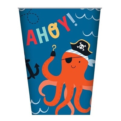 Pirate Ships Ahoy Paper Cups 250ml Pk 8