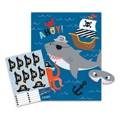 Pirate Ships Ahoy Stick The Hat on The Shark Party Game 