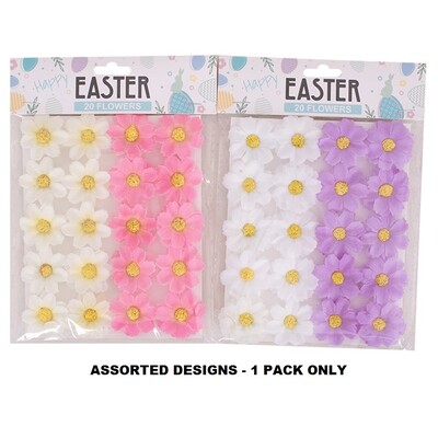 Easter Flower Floral Decorations 3.5cm Pk 20 Assorted Colours