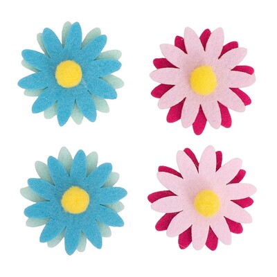 Easter Felt Flower Stickers Decorations 6cm Pk 4