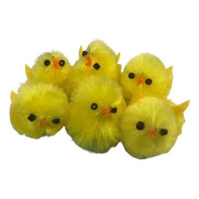 Fluffy Yellow Chicks Easter Hat Decorations Pk 6