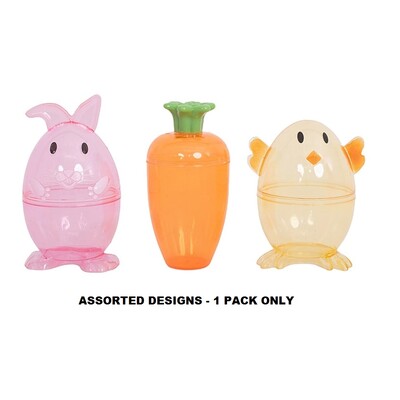 Easter Fillable Plastic Standing Eggs Pk 2 Assorted Chick Bunny Carrot
