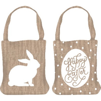 Assorted Design Happy Easter Bunny Hessian Tote Bag (Pk 2)