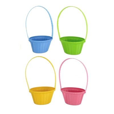 Easter Plastic Mini Basket with Handle (Pk 4)