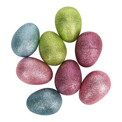 Mixed Colour Glitter Fillable Plastic Easter Eggs (Pk 8)