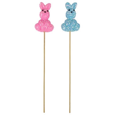 Easter Bunny Painted Glitter Picks Decorations (Pk 2)