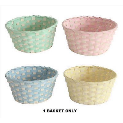 Assorted Colour Round Bamboo Easter Basket 20x10cm (Pk 1)
