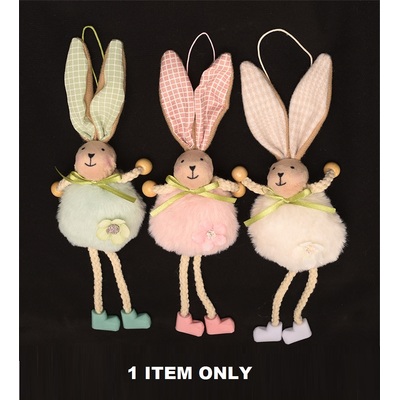 Assorted Colour Hanging Easter Bunny Decoration 25cm (Pk 1)