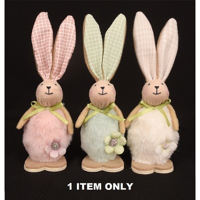 Assorted Colour Plush Easter Bunny Decoration 16cm (Pk 1)