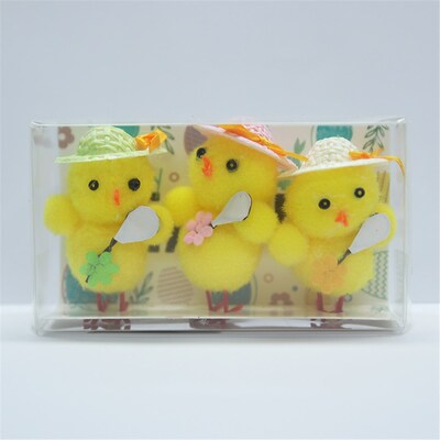 Fluffy Easter Chicks with Tennis Racquet Decorations (Pk 3)