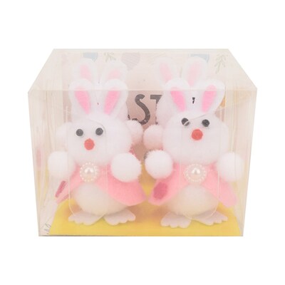 Fluffy Pink Dress Easter Bunny Decorations (Pk 4)