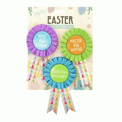 Easter Egg Hunt Award Rosette Ribbon Badges (Pk 3)