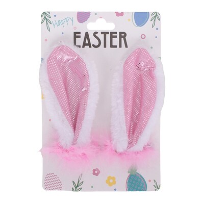 Pink Easter Bunny Ears Hair Clips Pk 2