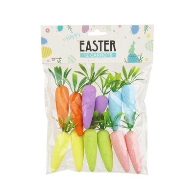 Pastel Foam Easter Carrot Decorations 6cm Pk 12