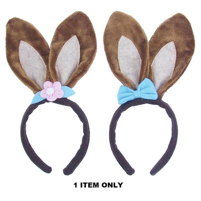 Assorted Brown Furry Bunny Ears Headband (Pk 1)