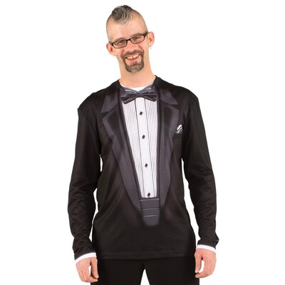 Men's Black Tuxedo Faux Real Shirt (X Large) Pk 1