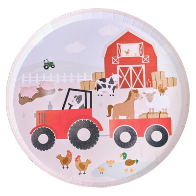 Ginger Ray Farm Friends Paper Plates 9in Pk 8