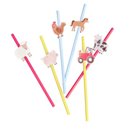 Ginger Ray Farm Friends Paper Straws Pk 16