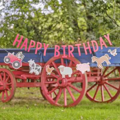 Ginger Ray Farm Friends Happy Birthday Bunting Banner