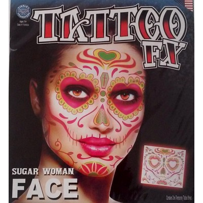 Full Face Sugar Woman FX Tattoo Pk 1