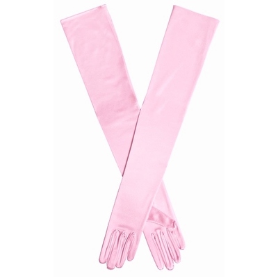 Pink Extra Long Satin Gloves (1 Pair)