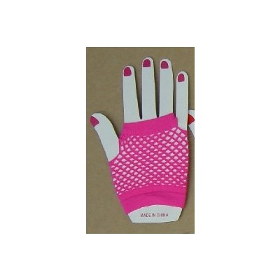 Hot Pink Short Fishnet Gloves Pk 2