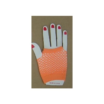 Orange Short Fishnet Gloves Pk 2