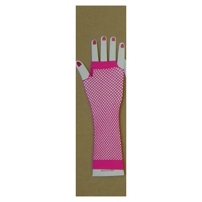 Hot Pink Long Fishnet Gloves Pk 2