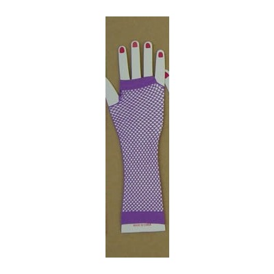 Purple Long Fishnet Gloves Pk 2