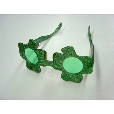 St. Patrick's Day Green Glittered Shamrock Glasses Pk 1