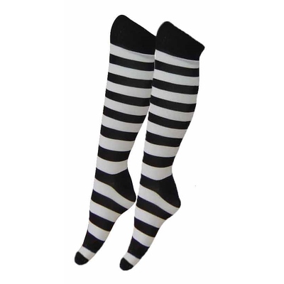 Black & White Stripe Long Overknee Socks (1 Pair)