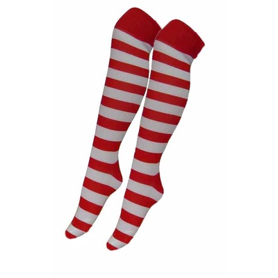 Red & White Stripe Long Overknee Socks (1 Pair)