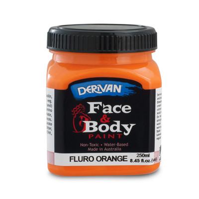 Fluoro Orange Face and Body Paint (250ml Jar) Pk 1 