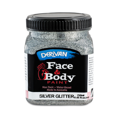 Silver Glitter Face and Body Paint (250ml Jar) Pk 1 