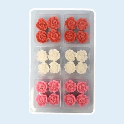 Button Rose Edible Icing Sugar Cake Decorations 24 Pack | Red White Pink