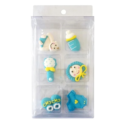 Blue Christening Baby Edible Icing Decorations (Pk 6)