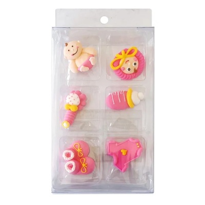 Pink Christening Baby Edible Icing Decorations (Pk 6)