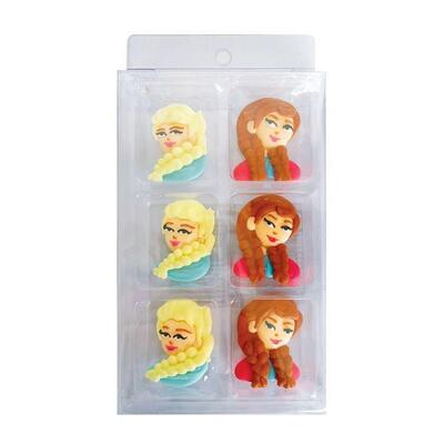 Frozen Elsa & Anna Edible Icing Decoration (Pk 6)