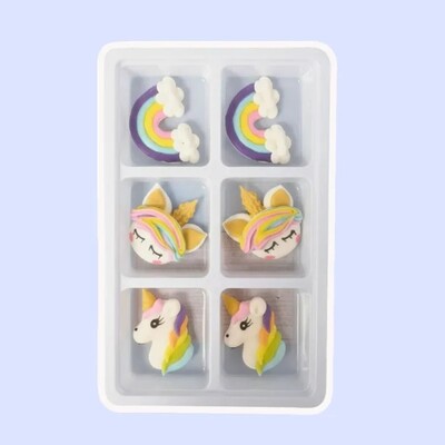 Pastel Unicorn & Rainbow Edible Icing Sugar Cake Decorations 6 Pack | Gluten Free