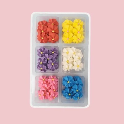Apple Blossom Edible Icing Sugar Flowers Decorations 60 Pack | 6 Colours