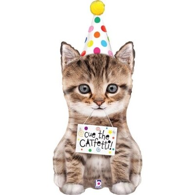 Cue The Catfetti Birthday Cat Foil Supershape Balloon