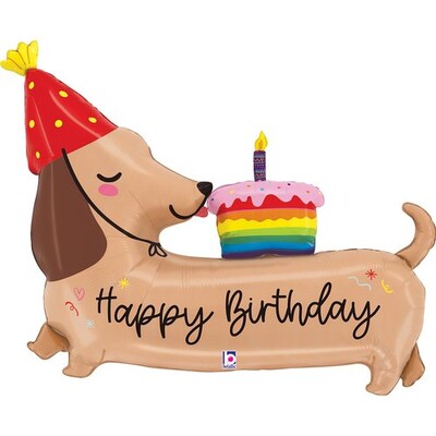 Happy Birthday Dachshund Supershape Foil Balloon