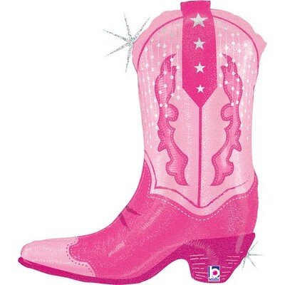 Pink Cowboy Boot Supershape Foil Balloon 63cm