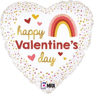 Happy Valentine's Day Boho Rainbow Heart Foil Balloon (46cm, 18in)