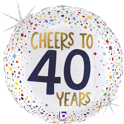 Holographic Cheers To 40 Years Foil Balloon (18in)