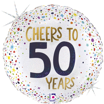 Holographic Cheers To 50 Years Foil Balloon (18in)