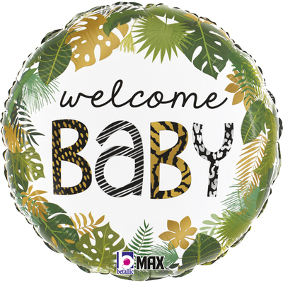 Jungle Print Welcome Baby Foil Balloon (18in)