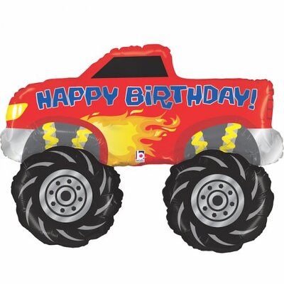 Monster Truck Happy Birthday Supershape Foil Balloon