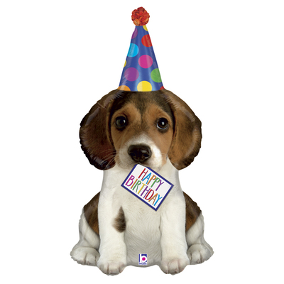 Puppy Dog with Birthday Sign Supershape Foil Balloon (41in, 104cm) Pk 1