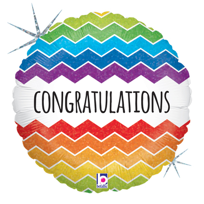 Rainbow Congratulations Chevron Foil Balloon (18in, 46cm)  Pk1 AL